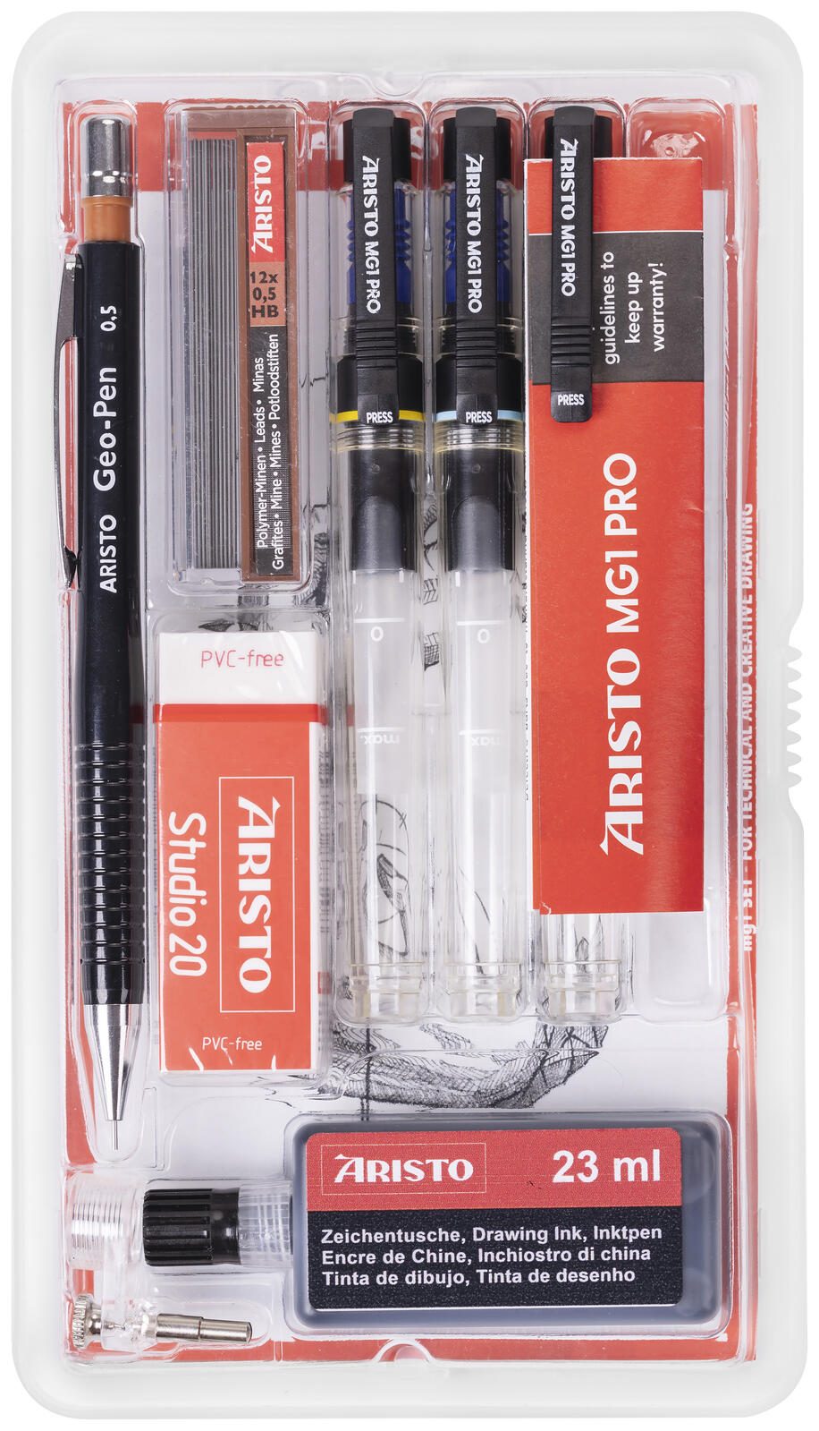 ARISTO mg1 pro Studio Tuschefüller-Set Schwarz AR64154