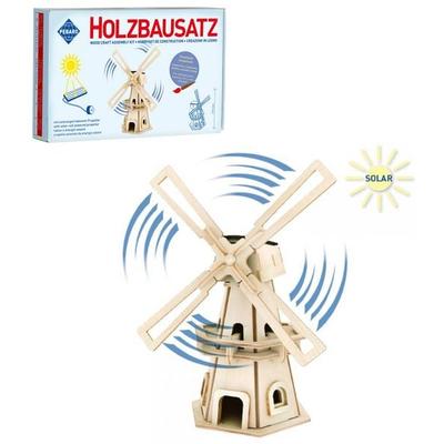PEBARO 834/1 - Solar Holzbausatz Windmühle, 34-teilig, Holzkonstruktion mit solarangetriebenem Windrad
