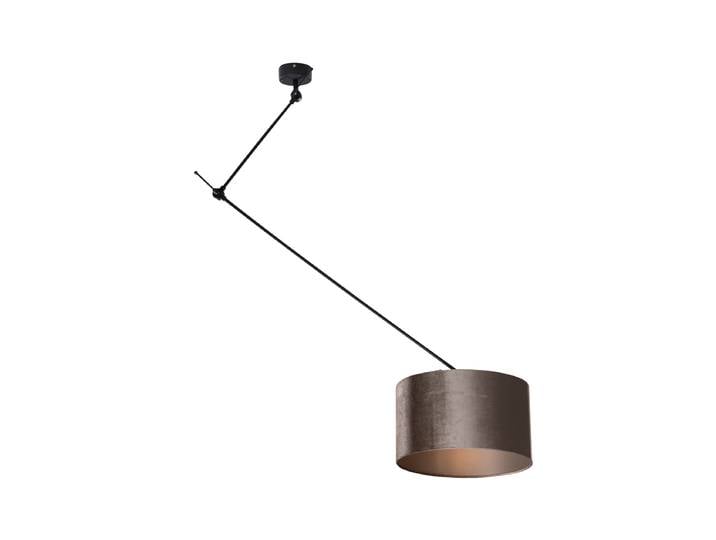 Suspension noire avec abat-jour en velours taupe 35cm - Blitz