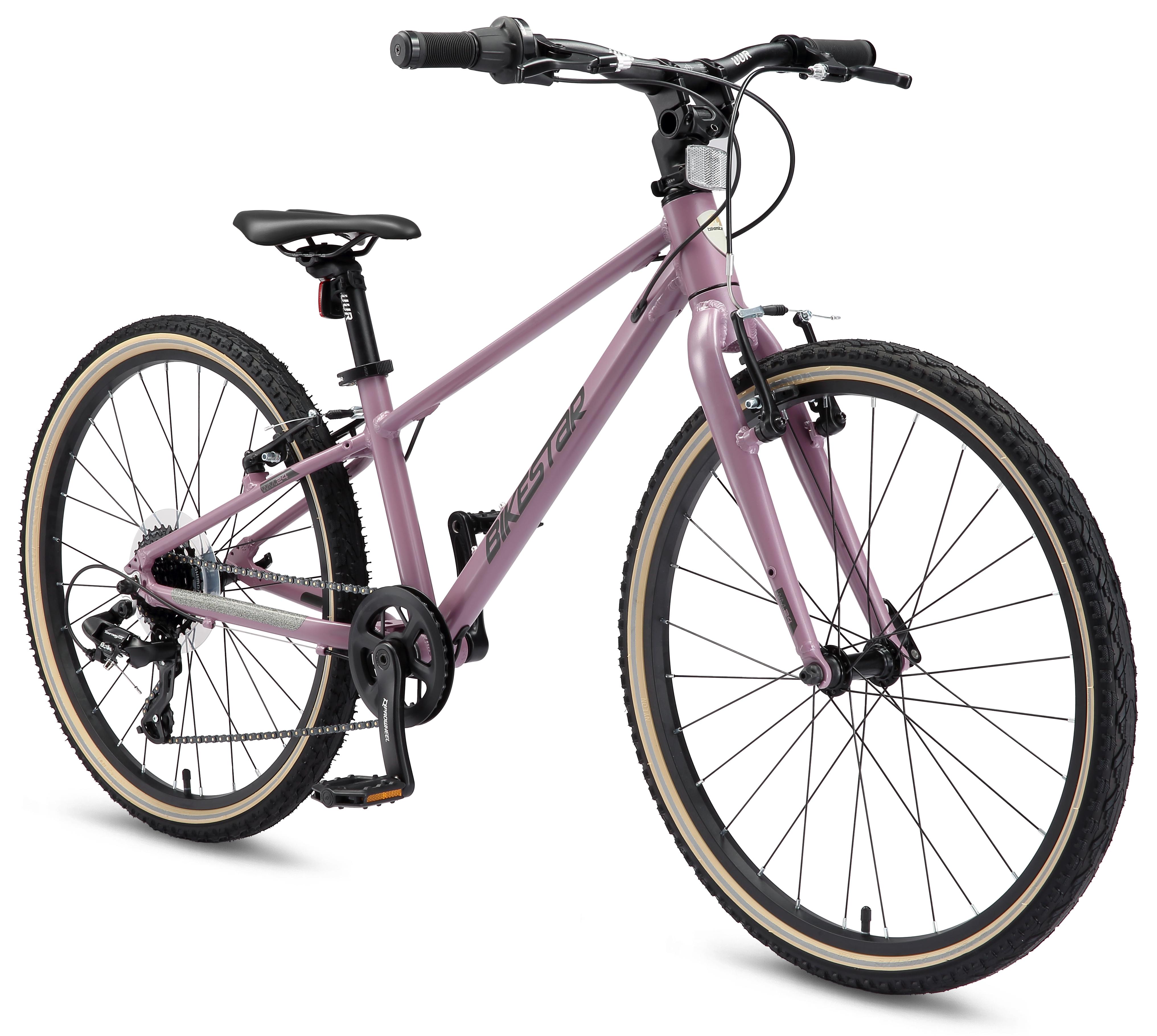 BIKESTAR Leichtgewicht 9kg Kinder Jugend Fahrrad Aluminium ab 8-9 Jahre | 24 Zoll 8 Gang Shimano Schaltung Ultra Leicht | Lila