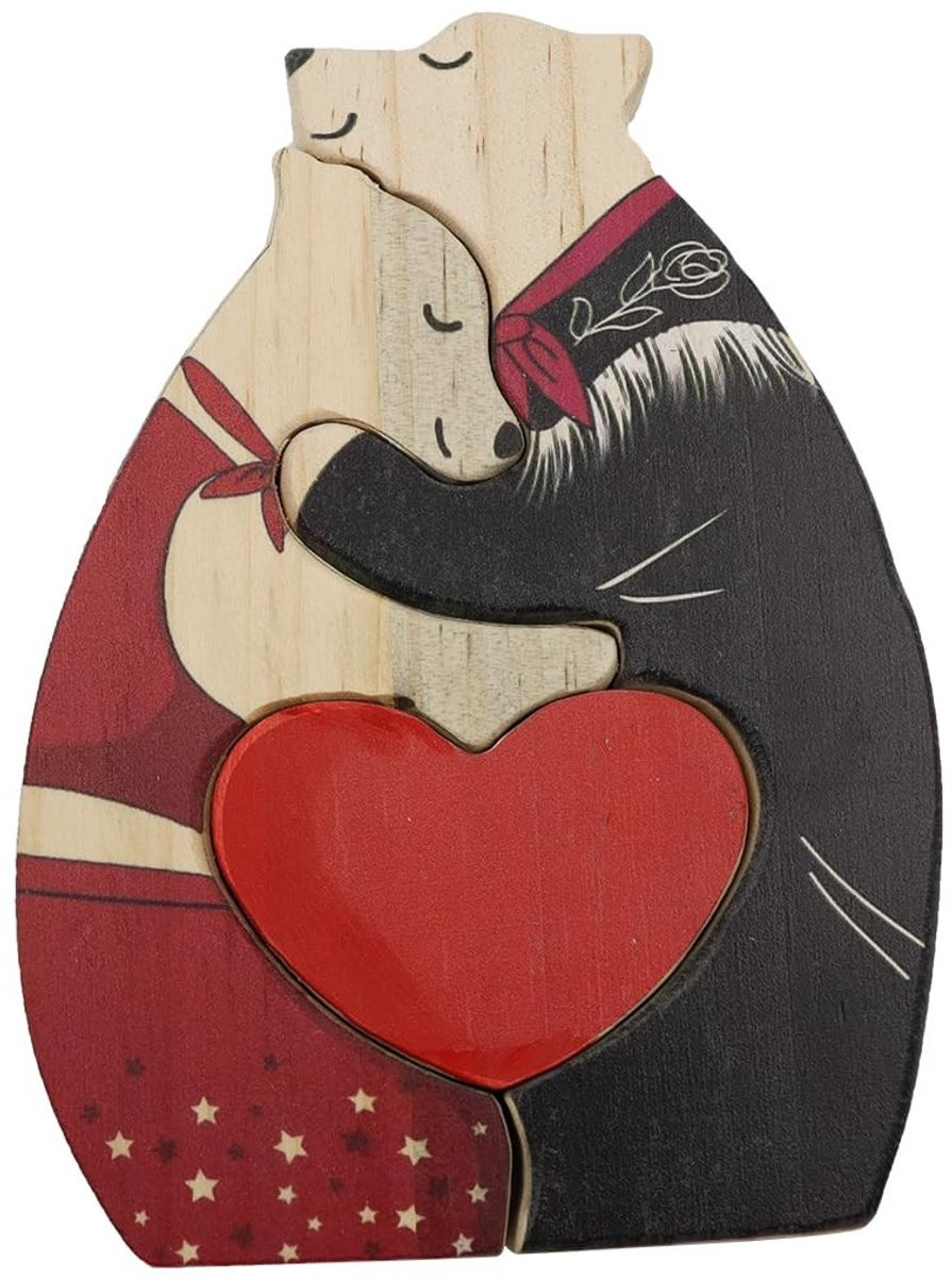 Dailygoods Handgemaakte Houten Berenpuzzel - Gepersonaliseerd Decoratief Houten Beeld