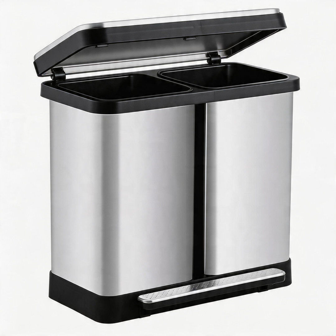 FXSGER Stainless Steel Step On Kitchen Rubbish Bin - 61.89 L Stainless Steel