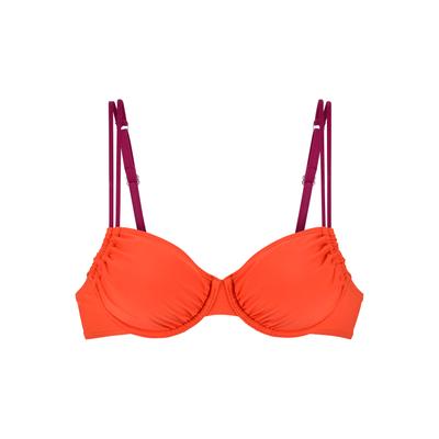 Bügel-Bikini-Top S.OLIVER "Yella", Damen, Gr. 38, Cup D, orange, Recycling-Polyamid, kontrastfarbene Details, unifarben, Bikini-Oberteile, mit kontrastfarbenen Details