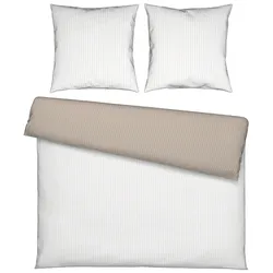 Bettwäsche Twill Streif XXL Weiß/Beige ca. 200x200cm