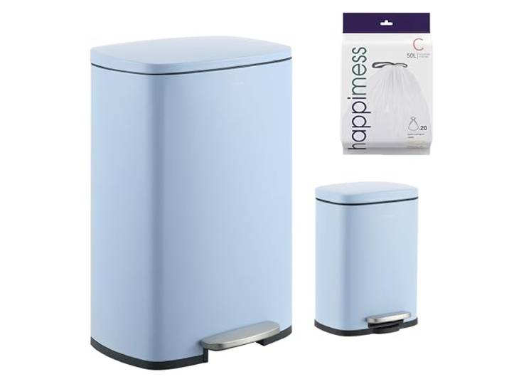 happimess HPM1006H Connor Rechteckiger Mülleimer mit sanft schließendem Deckel und kostenlosem Mini-Mülleimer, fingerabdruckresistent, modern, minimalistisch, für Zuhause, Küche, Büro, Badezimmer,