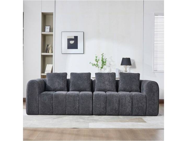 ELVORIN canapé d angle modulaire 260 x 94 5 x 80 cm tissu velours gris foncé 2 éléments sans montage