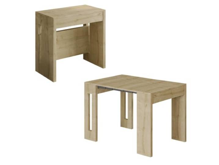 Hanah Home Extendable Console Table, Sapphire Oak, 80 x 76.1 x 44 cm (extends to 116 cm) 100% Melamine Coated Particle Board, 18 mm Thick Stylish & Versatile for Modern Homes