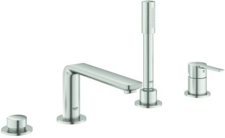 Grohe Lineare Wannenarmatur 19577DC1 supersteel, 4-Loch-Wannen-Armatur, Auslauf 220 mm
