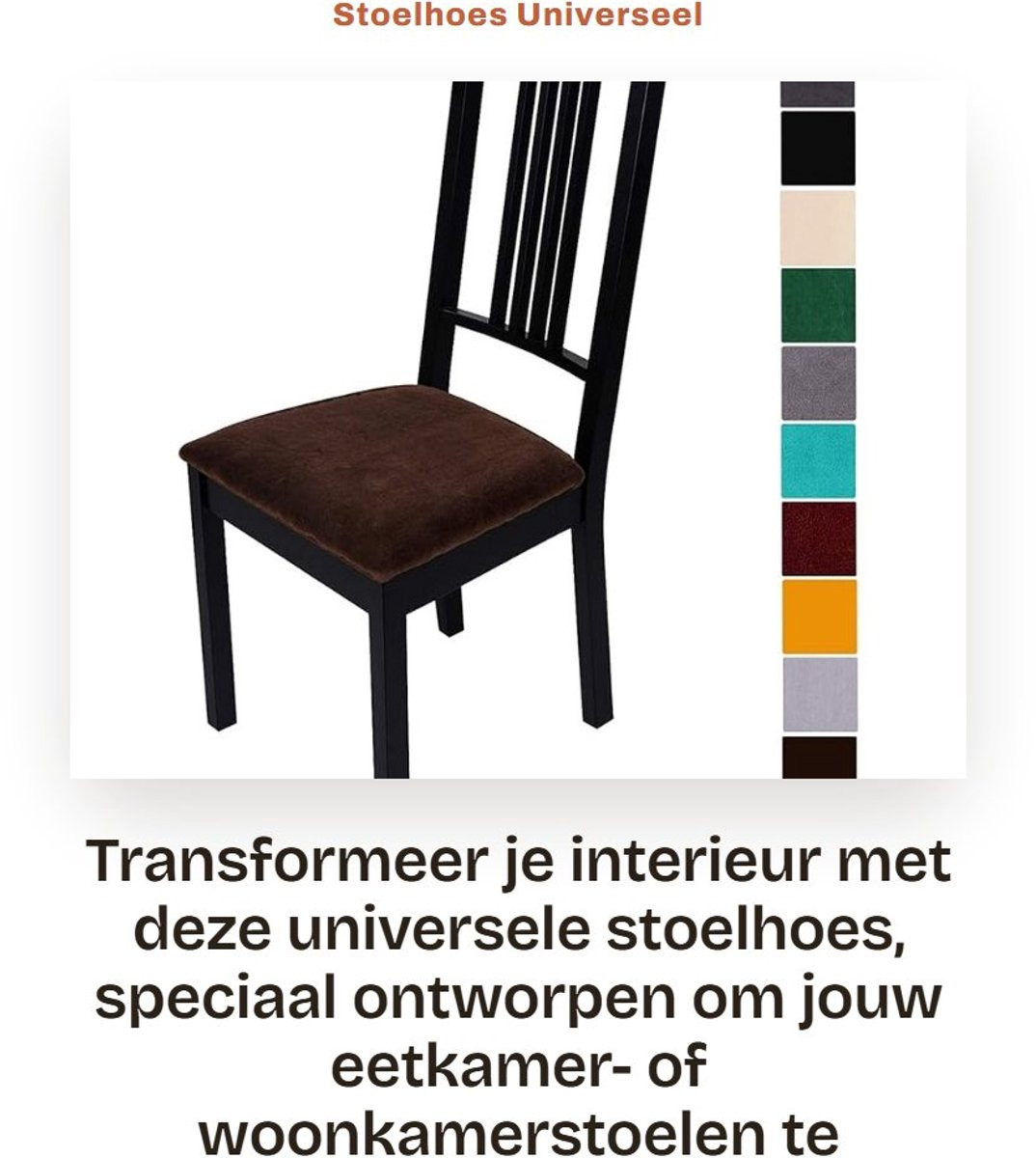 Dailygoods Set van 2 Universele Wasbare Eetkamerstoelhoes van Elastisch Fluweel