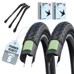 2x Schwalbe Marathon GreenGuard 20 x 1,50 (40-406) Drahtreifen – SV-Sclaverandventil (Presta), 40 mm + 3 MSZweirad Reifenheber