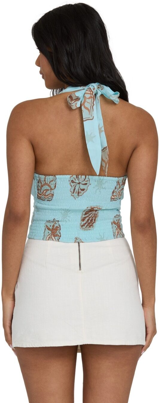 Neckholdertop BILLABONG "Sunny Sometimes", Damen, Gr. L, blau (clearwater), Obermaterial: 100% Viskose., Hemden Neckholdertop