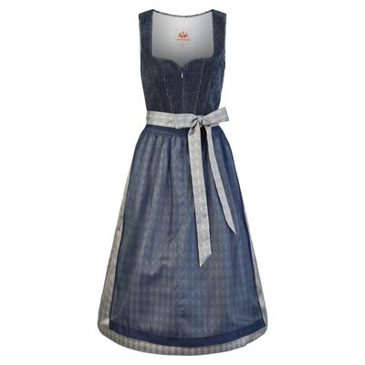 Dirndl SPIETH & WENSKY "Hildor", Damen, Gr. 32, N-Gr, blau (dunkelblau), Obermaterial: 95% Polyester PES. 5% Elasthan EL. Futter: 95% Polyester PES. 5% Elasthan EL. 95% Polyester PES. 5% Elasthan EL., uni, festlich, slim fit, herzförmiger...