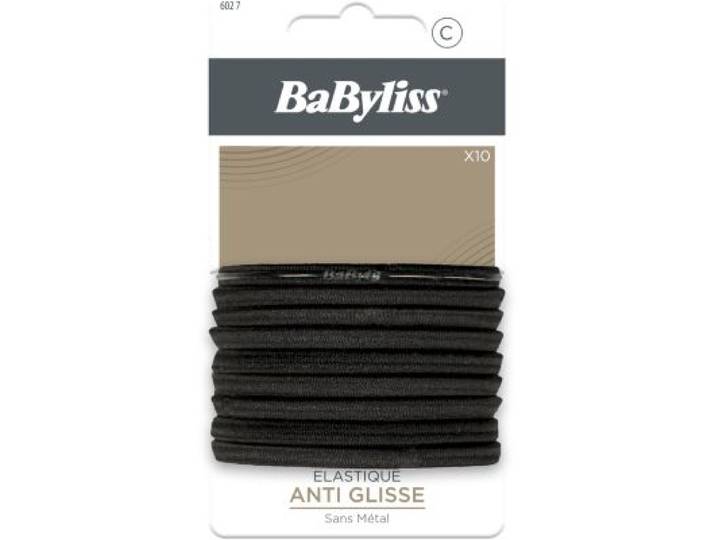 Babyliss - Elastique Cheveux Anti-Glisse 6mm Noir X10