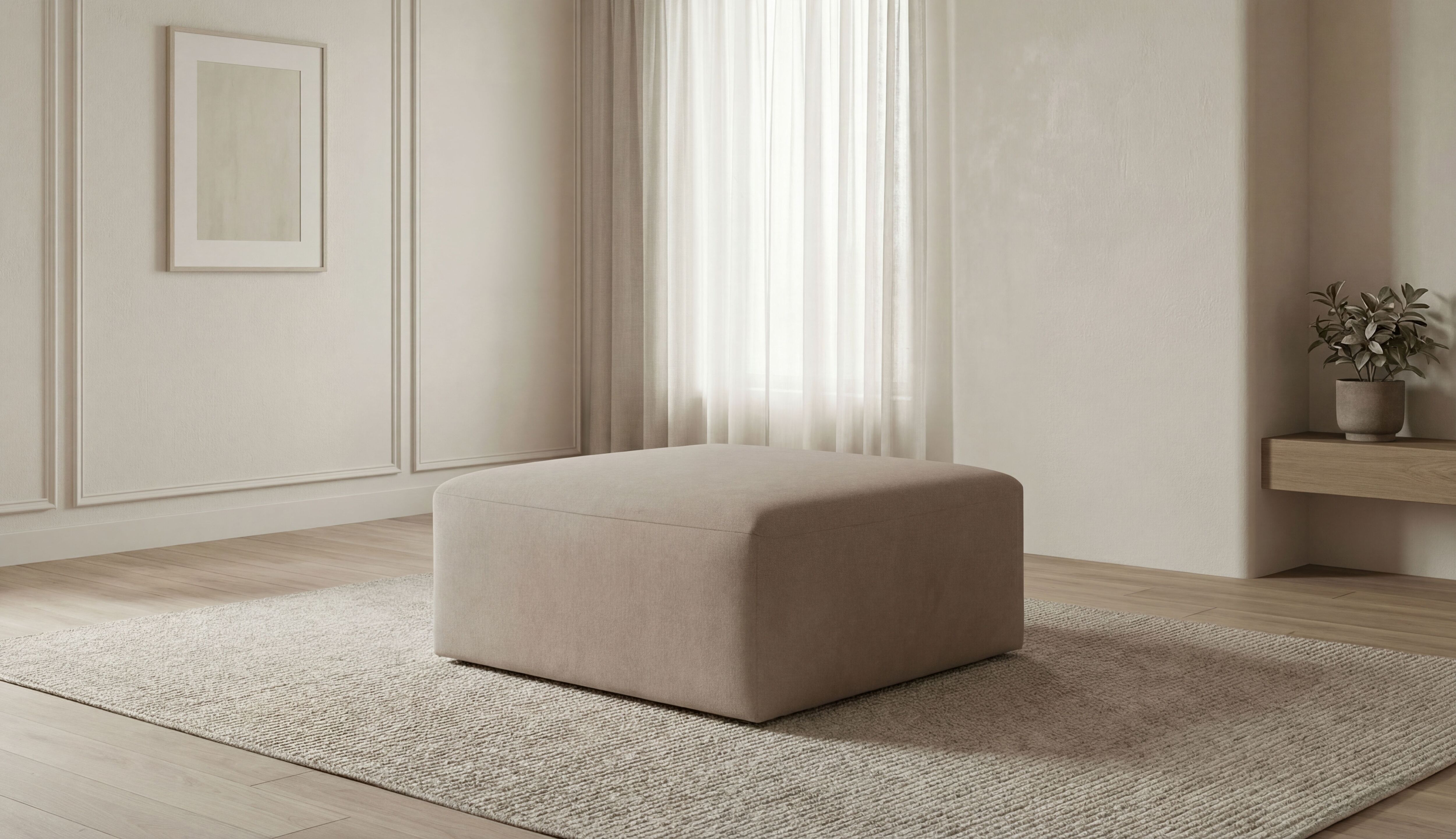Polsterhocker GOODPRODUCT "Kelani", beige (cream), B:93cm H:44cm T:93cm, 100% Polyester, Hocker, Polsterhocker, verschiedene Modifikationen verfügbar cream B/H/T: 93cm x 44cm x 93cm, Webstoff fein