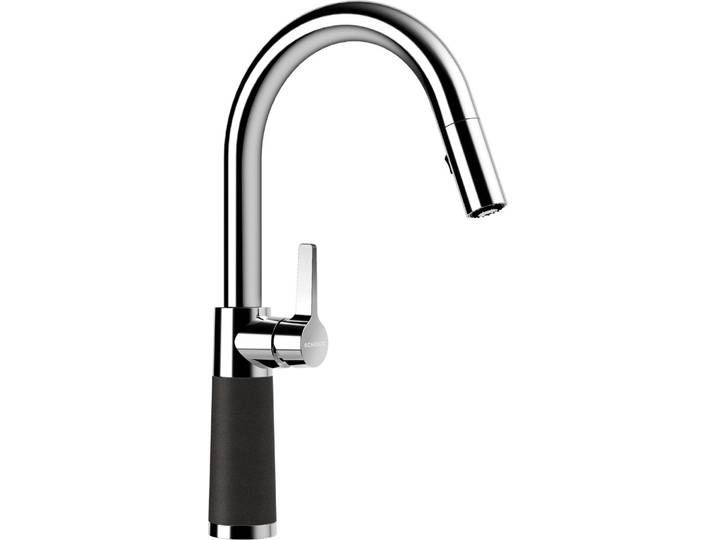 Küchenarmatur SCHOCK SC-520 SB , schwarz (onyx), B:20cm H:37,7cm Ø:5,2cm, Messing, Armaturen, Küchenarmatur, ausziehbar, Strahl-Brause, Rückflussverhinderer, Schwenkbereich 120