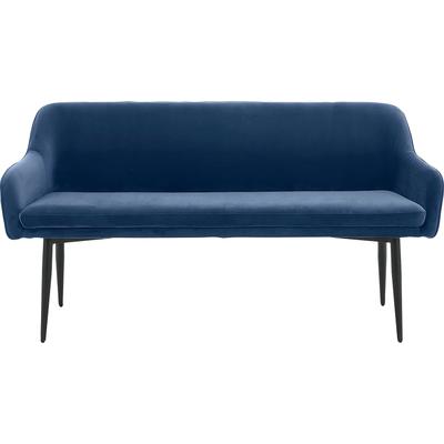 Sitzbank SALESFEVER "Komfortable Sitzbank", blau (blau, schwarz, schwarz), B:160cm H:85cm T:61cm, Metall, Polyester, Sitzbänke, Sitzbank, mit Armlehnen und Rückensteppung