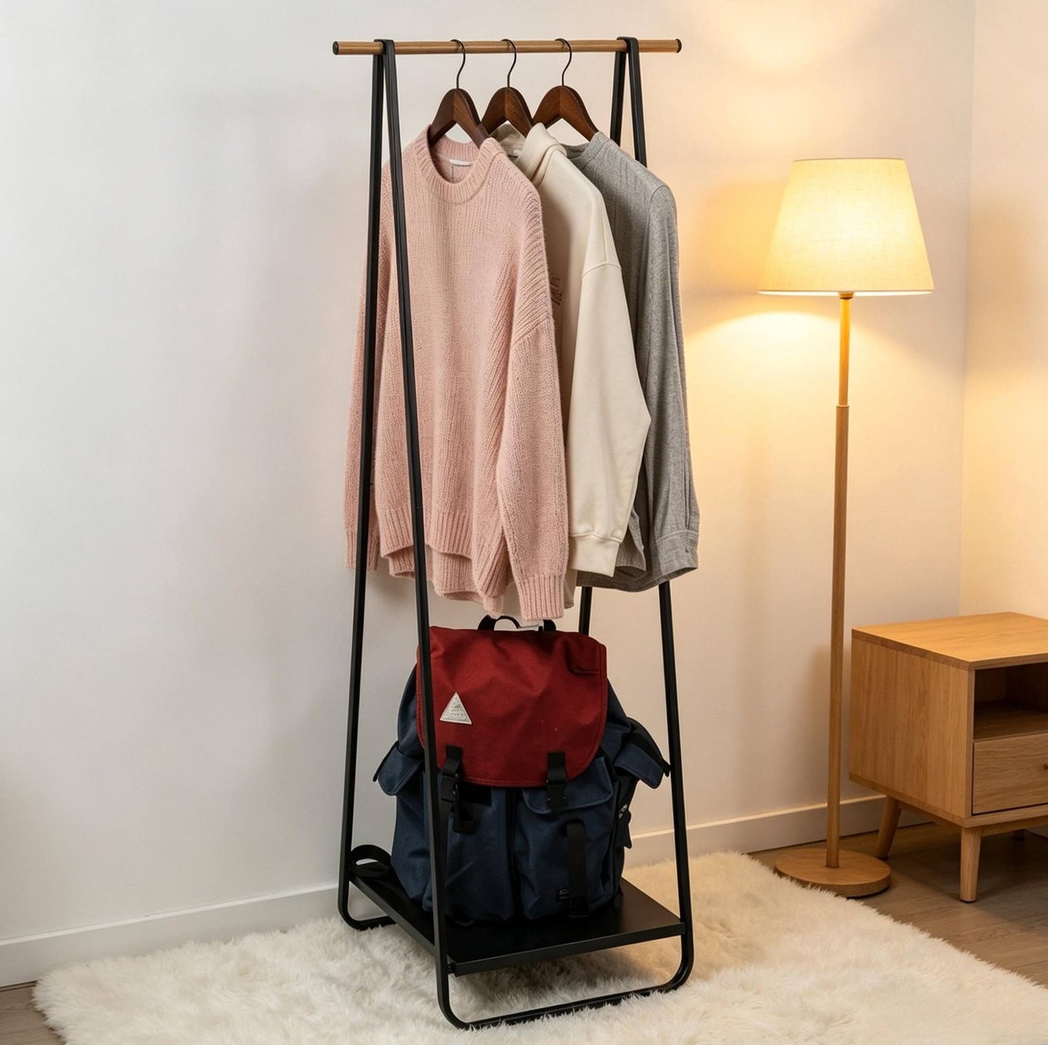 CHICFURN Vrijstaand Kledingrek met Plank - Zwart