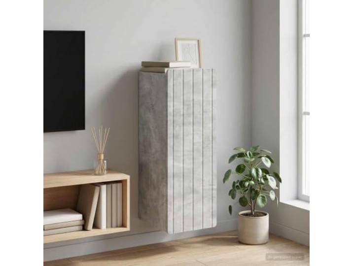 GPWERSDF Wandschrank Betongrau 33x34,5x94 cm Holzwerkstoff mit Pendeltüren Vintage Design, 90-Grad-Türen, einfache Reinigung, vielseitig einsetzbar, platzsparend