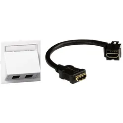 Schneider Electric INS60510 Multimedia Kit HDMI Kabel und Abdeckung schräg ws RAL 9016 Typ: CYB-KIT HDMI