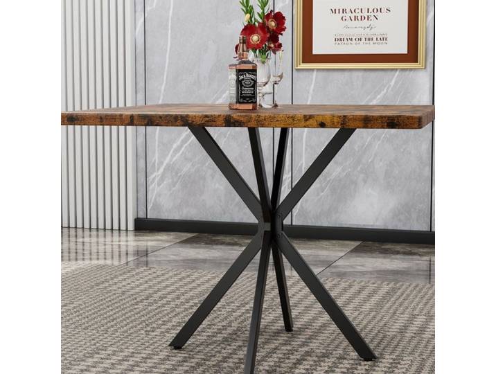 Table à manger carrée Mid Century Table à manger carrée moderne pour 4-6 personnes Économisez de l'espace (Brown) Marron Bureau