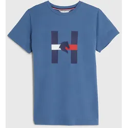 Tommy Hilfiger Damen Horse Print T-Shirt BLUE COAST FS 2023, Größe: XS
