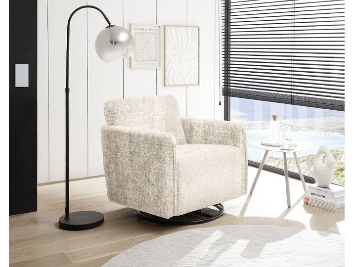 Fauteuil pivotant Beige Tissu chenille Cristy 76 x 78 x 81cm