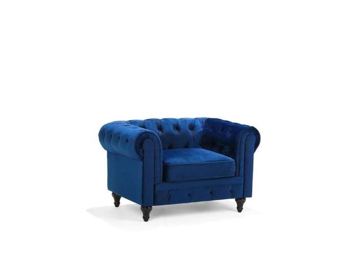 Fauteuil vintage en velours bleu cobalt CHESTERFIELD - BELIANI