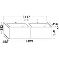 Burgbad Keramik-Waschtisch+Wtu Uomo Preisgruppe 3 Eiche Weiß/Weiß Velvet, SHNM142F7473C0037 SHNM142F7473C0037