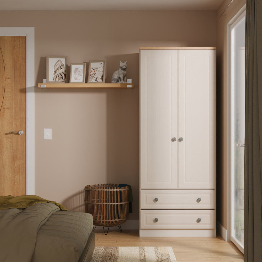 August Grove Arin Manufactured Wood Wardrobe Kashmir Ask/Oak 74cm W X 53cm D
