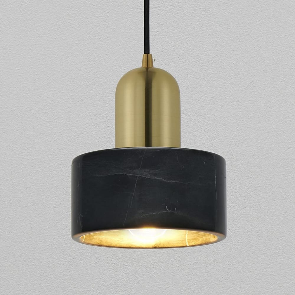 Kosilum Suspension en métal et marbre noir et doré 15 cm Doré 15x15x15cm