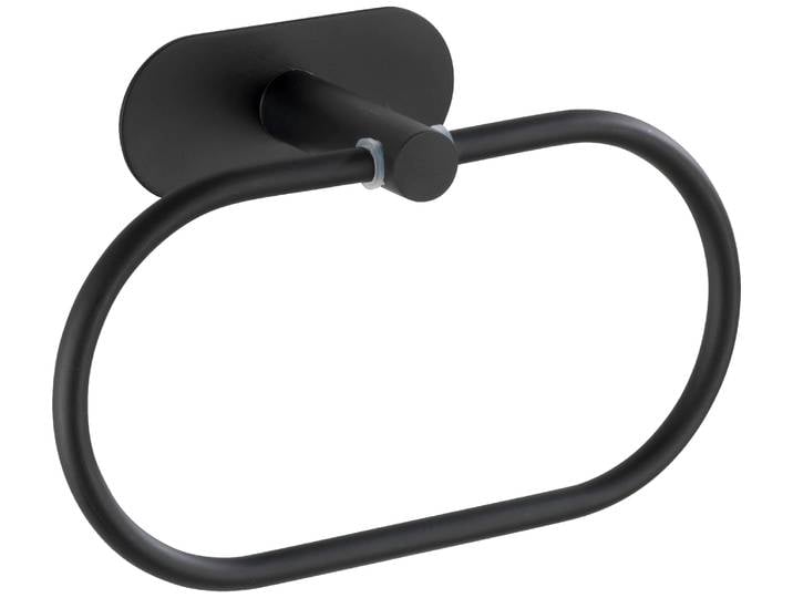 Handtuchring WENKO Orea , schwarz, B:20,5cm H:12,5cm T:7,5cm, Edelstahl, Handtuchhalter, Handtuchring, aus Edelstahl, Befestigen ohne Bohren