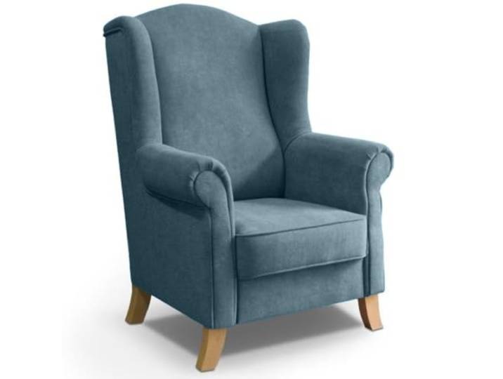 BEAUTY SOFA Ohrensessel Leonardo mit Armlehnen, bequemer Polstersessel mit hoher Rückenlehne, Fernsehsessel mit Buchenholzfüßen, Wohnzimmersessel im klassischen Design, Velo630 (Blau)