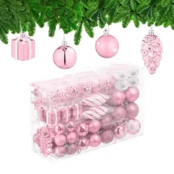 Relaxdays Weihnachtskugeln im 72er Set Weiß,Rosa