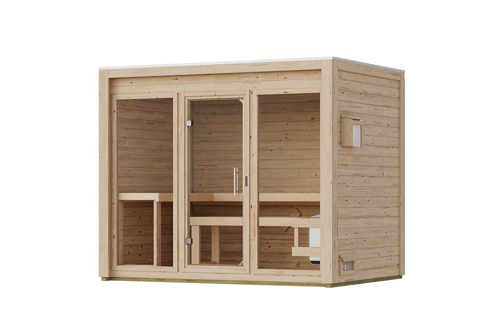 KARIBUHOLZT Sauna Hycore 3 9 KW ext. Strg natur mit Isotür 16989850