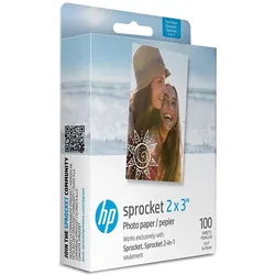 HP Sprocket (140 g/m2, 2x3 Zoll, 100 Stk.), Fotopapier, Weiss