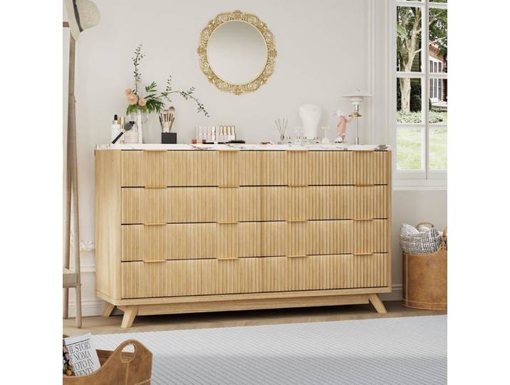 Commode 8 tiroirs rainures 137cm