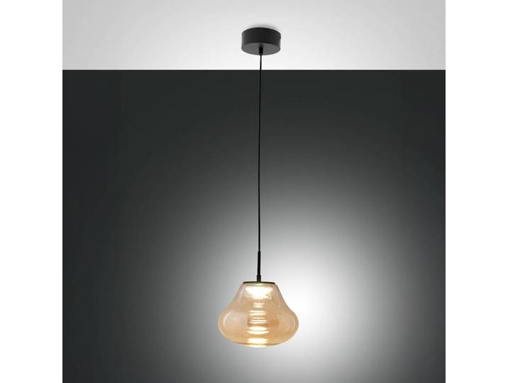 Fabas Luce Glas Hängeleuchte Deva, dimmbar, creme / amber, für Wohn- / Esszimmer, Glas, Modern