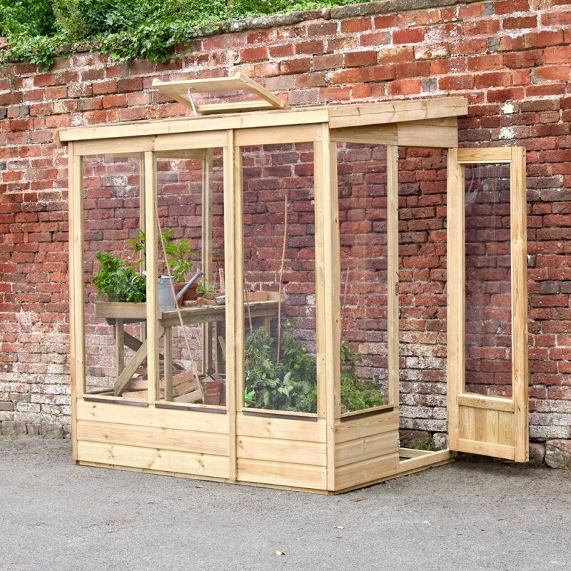 Forest Garden 4x6 Forest Wallscape Lean To Greenhouse with Open Back - Pressure Treated