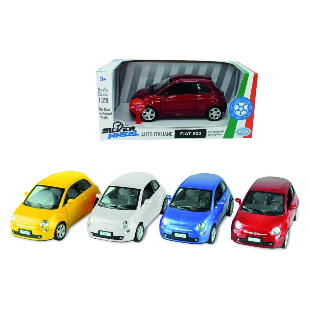 ODS Silver Wheel - Fiat 500 sc. 1:28 / 1:32 in die cast, rear-loading function, opening doors (64979571)