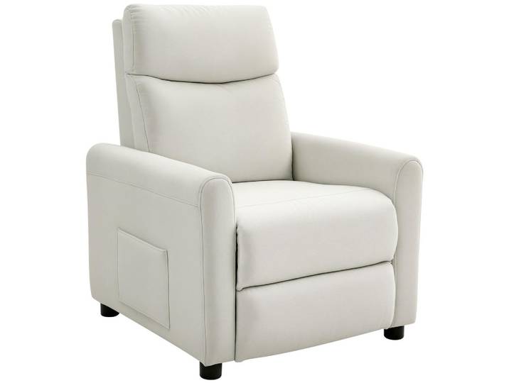 Homcom Relaxsessel Polyester Cremeweiß, Füllung: Schaumstoff,Taschenfederkern, einzeln stellbar, 73x100x86 cm, Wohnzimmer, Sessel, Relaxsessel