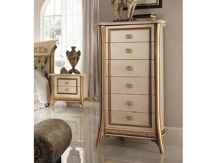 JVmoebel Hochkommode Designer Sideboard im Barock-Rokoko Stil mit 6 Schubladen (1 St), Made in Europa