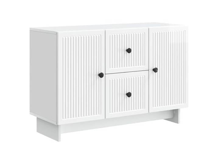 KPOTUERTU Sideboard Hochglanz Weiß 89 x 34,5 x 60 cm Holzwerkstoff Ausziehschubladen, Regale, 90°-Pendeltüren, Knopfgriffe, Holzwerkstoff, Wohnzimmer, Esszimmer, Staub wischen