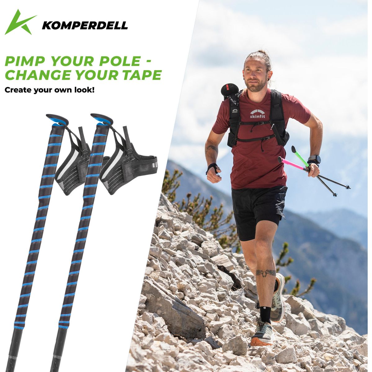 Komperdell Tape Stripe black/ blue (925) Uni 8287-925-L