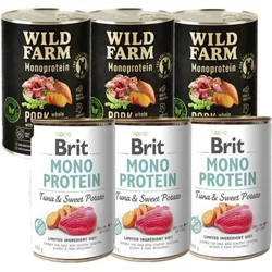 BRIT Mono Protein Tuna&Sweet Potato 3x400g + Wild Farm Monoprotein Wild Boar 3x400g
