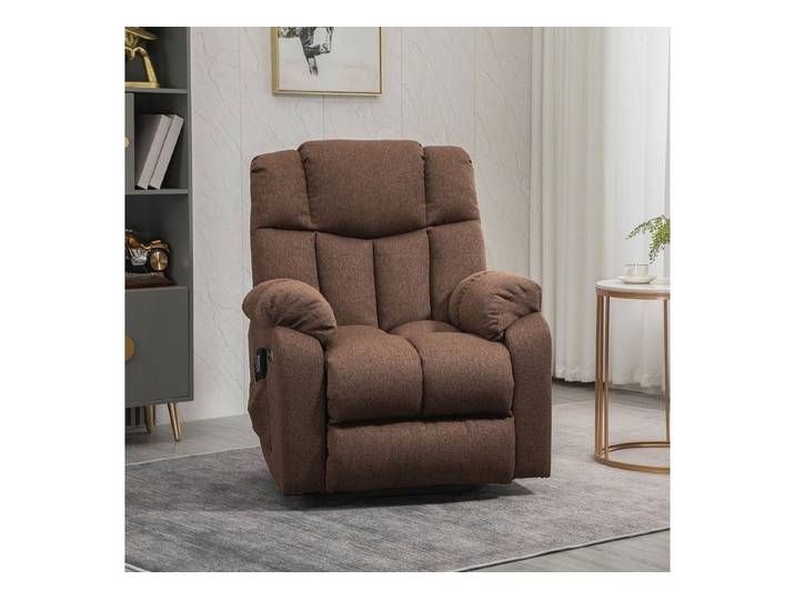 HOMCOM Relaxsessel Aufstehsessel, Stahlrahmen, mit Fernbedienung (Fernsehsessel, 1-St., Aufstehsessel), mit Rückenlehnenkissen und Fußstütze, für Wohnzimmer, Braun