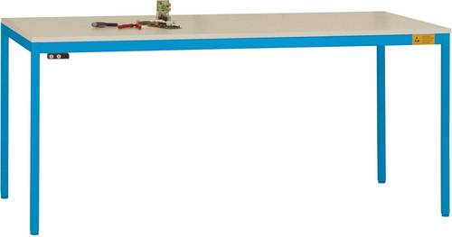 Manuflex LD1906.5012 ESD ESD-Arbeitstisch UNIDESK mit Kunststoffplatte, Gestell Lichtblau RAL 5012, BxTxH = 1200 x 800