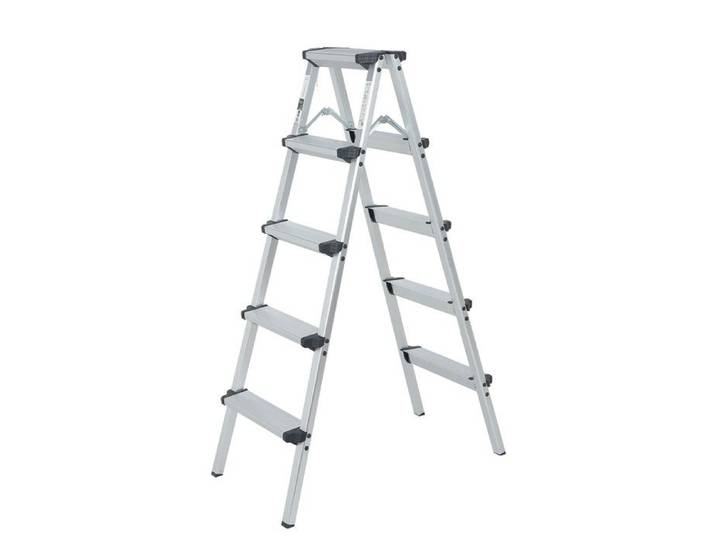 STEP Marchepied double pliable en aluminium 5 marches