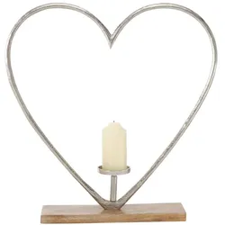 Kerzenleuchter Hearly Herz Mangoholz Aluminium H.60 cm