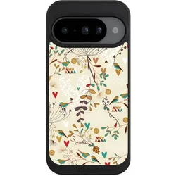 Nivocase Handyhülle für Google Pixel 10 Hülle NIVOpure Case Schwarz Blumen Retro Vogel (Google Pixel 10), Smartphone Hülle, Schwarz
