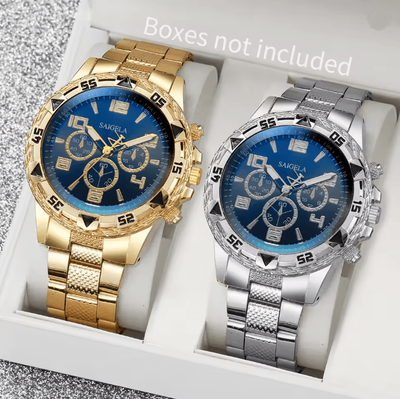 Inspire Essentials Mens Business Quartz Watch Set Arabic Dial Steel Band set C No Box